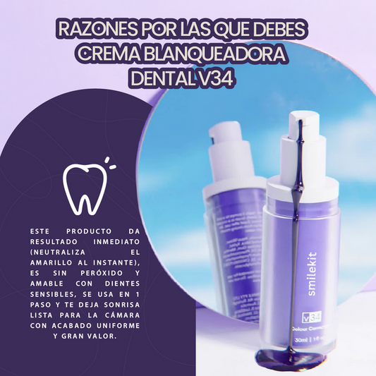 CREMA BLANQUEADORA DENTAL V34- UNA SONRISA MÁS BLANCA AL INSTANTE